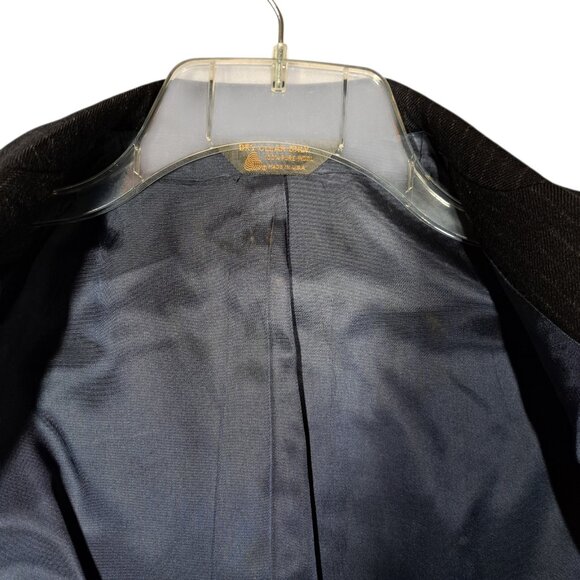 Vintage Kuppenheimer Mens Wool Suit 44R 34X32 Navy Blue Pinstripe 2 Piece USA - Picture 3 of 11